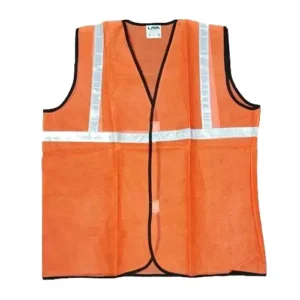 BRALA Medium Size Orange 1 Inch High Visibility Reflective Tape Safety Jacket Neon Waistcoat for Running Cycling Sports with Strips Safety with Welcro Polyester Fabric Jacket (Pack of 100 Piece)
