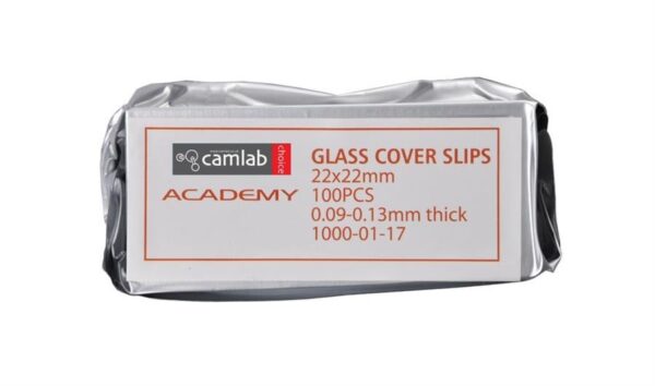 Academy Cover Slips 0.09-0.13mm Thick 22 x 22mm Pack of 100