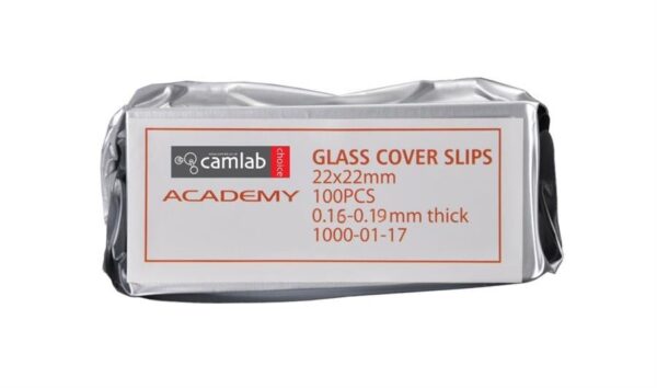 Academy Cover Slips 0.16-0.19mm Thick 22 x 22mm Pack of 100