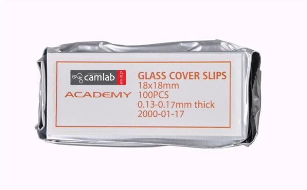 Academy Cover Slips 0.13-0.17mm Thick 18 x 18mm Pack of 100