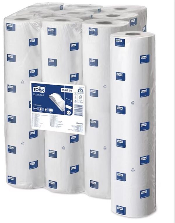 15.02.50 Tork Couch Roll White 20" Wide 2-Ply Roll Pack of 9 Rolls of 165 Sheets 34cm Long