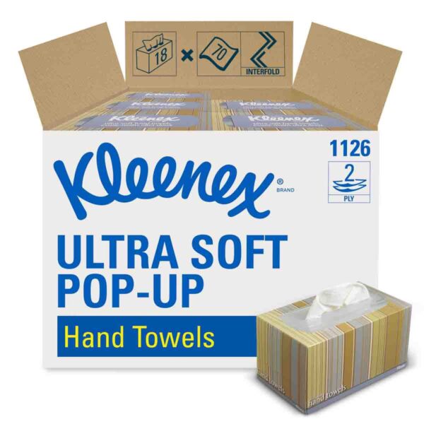 1126 KLEENEX  ULTRA SOFT POP-UP Hand Towels - White - 18 x 70 Sheets
