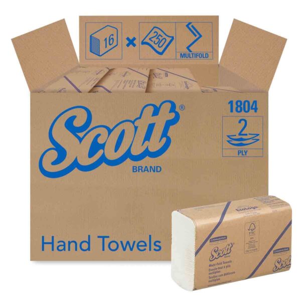 1804 SCOTT  Hand Towels - Multifold/Medium - White - 16 x 250 Sheets