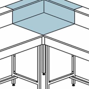 Corner piece with skirting and shelf for connecting lab benches
