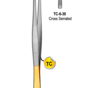 Dressing Forceps Cross Serrated 15.2cm with Gold Plated