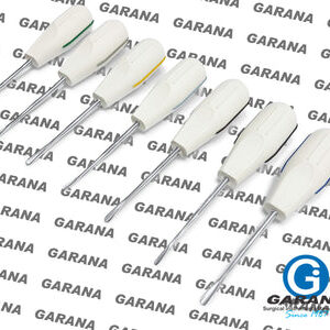 Dental Luxating Elevator White Plastic Handle Inverted Curve Packed in Kit