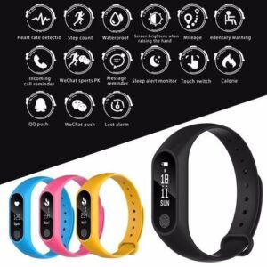 1PC M2 Plus Smart Wristband Bluetooth 4.2 Watch Bracelet Heart Rate Monitor Watch M2 Wrist Band Smart Watch OLED Fitness Tracker Pedometer For IOS Andriod Phones (Yellow) WANKAI