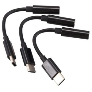 3Pcs Type C to 3.5mm Headphone Audio Adapter,USB-C to 3.5mm Female AUX Microphone Connector Cable for Motorola Moto Z, Le 2/Le Pro 3,Not Fit for HTC and Pixel(Black)