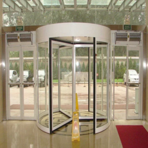 Automatic revolving two wings door