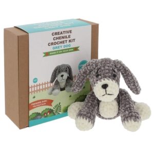 Creative Chenille Crochet Kit - Grey Dog