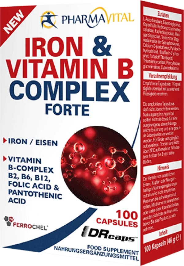 PharmaVital Iron & Vitamin B Complex Forte x 100 Capsules