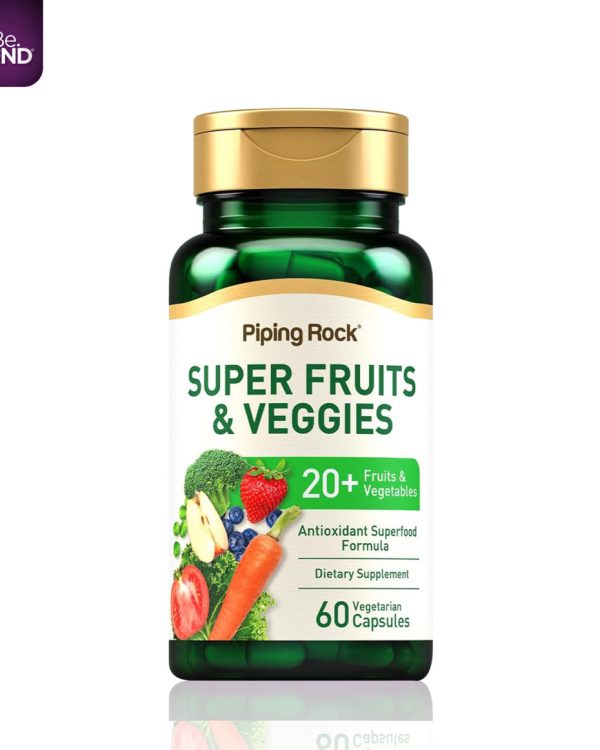 Piping Rock Fruits and Veggies Supplement | 60 Capsules | Superfood Fruit and Vegetables Vitamins | with Prebiotic Blend | Vegetarian Formula | Non-GMO, Gluten Free