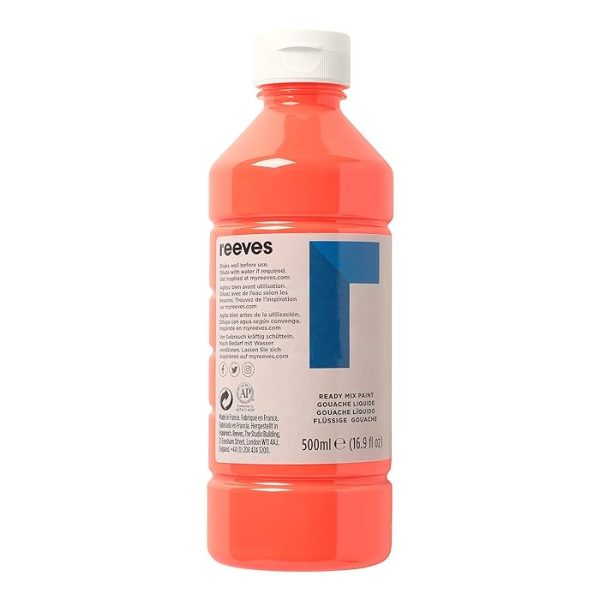 500ml Reeves Ready Mix Gouache Paint ? Fluorescent Orange
