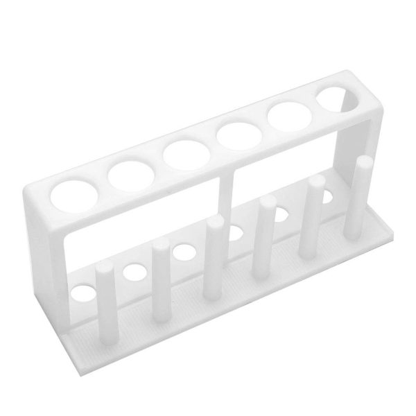 6 Holes Test Tube Rack, Lab Test Tube Rack Holder, Lab Test Tube Rack Holder Plastic White Test Tube Holder Stand Laboratory Supplies with Drying Pins