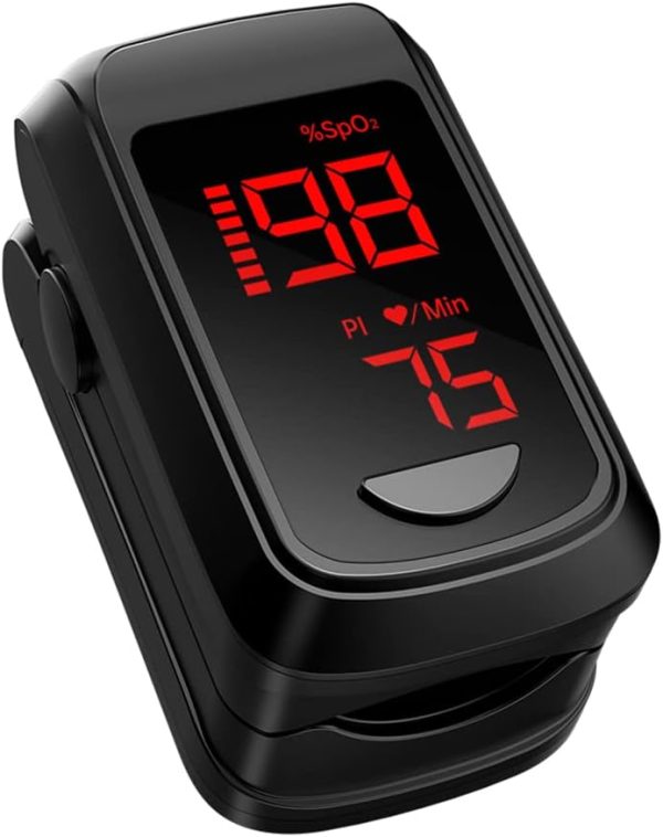 Fingertip Pulse Oximeter- Mini Oximeter Oxygen Saturation Monitor for SpO2/Heart Rate/PI, with Auto Graph Display/Alarm/Dedicated App, Compatible with iOS&Android