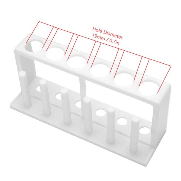 6 Holes Test Tube Rack, Lab Test Tube Rack Holder, Lab Test Tube Rack Holder Plastic White Test Tube Holder Stand Laboratory Supplies with Drying Pins - Image 3