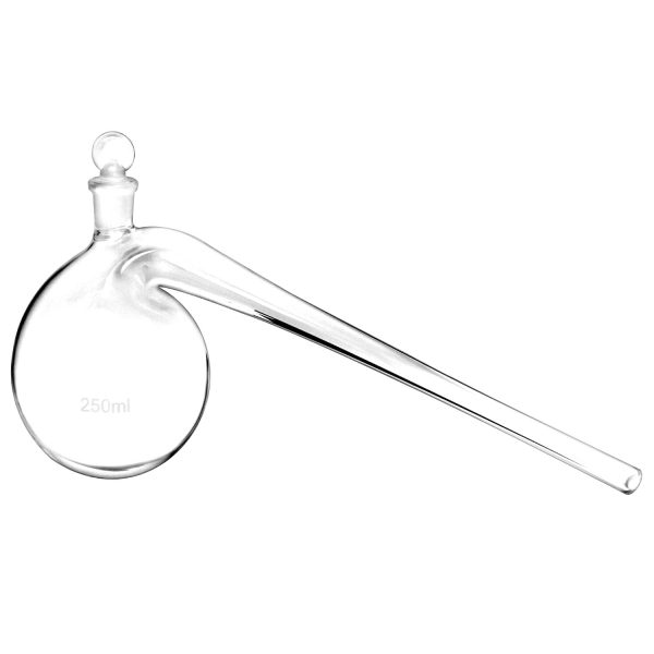 QWORK Distillation Retort, 250ml Lab Distillation Apparatus with Round Bottom and Ground Glass Stopper, for Distilling High Boiling Liquids