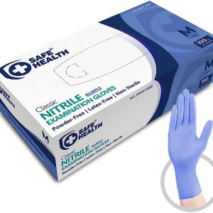Safe Health Nitrile Exam Disposable Gloves, Free of Latex & Powder, Blueple, Blue, Textured, 3.5 Mil, Medical Standard