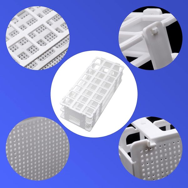 HHNIULI 10PCS Plastic Test Tube Rack, 24 Holes Lab Test Tube Rack Holder for 25mm Test Tubes, White, Detachable - Image 5