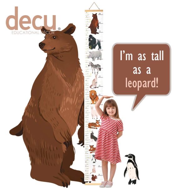 Decu Educational Height Chart Animal-Comparison Hanging Growth Chart for Kids' Bedroom Decor - Image 2