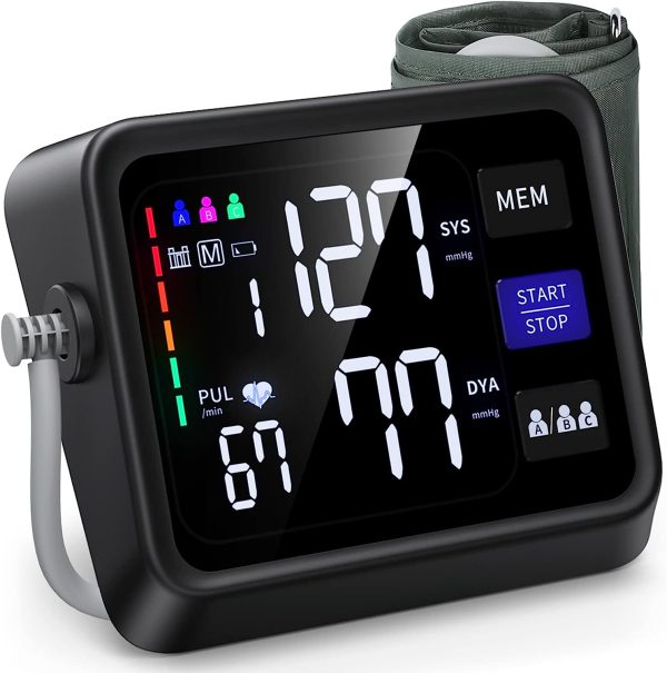 VERWINT Automatic Blood Pressure Machine Upper Arm with Large Backlit Display, Accurate Digital BP Monitor with Adjustable Cuff 8.6"-16.5", 3x199 Sets Memory, Include Batteries and Type C Cable