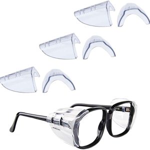 3 Pairs Eye Glasses Side Shields, Flexible Slip on Side Shields for Safety Glasses Fits Small to Medium