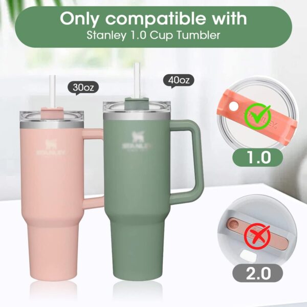 6Pcs Silicone Spill Proof Stopper Set for Stanley Cup 1.0 40oz/30oz Tumbler Leakproof Water Bottle Lid Seal Accessories with Round Top Water Stopper Plug&Square Anti Leak Stopper & Straw Cap Cover - Image 2