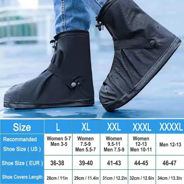 VBoo Shoe Covers with Zipper Hard Sole Version Waterproof Shoe Covers Reusable Galoshes for Rainy and Snowy Outdoors Garden etc, Rain Boots for Men Women Kid (Large, Black) - Image 3