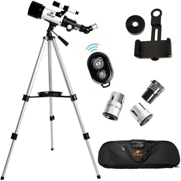Gskyer Telescope, 70mm Aperture 400mm AZ Mount Astronomical Refracting Telescope for Kids Beginners - Travel Telescope with Carry Bag, Phone Adapter and Wireless Remote - Image 2