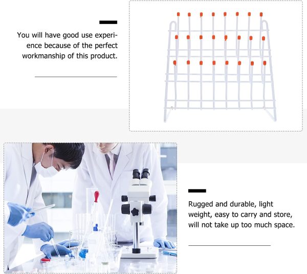 Baluue Test Tube Rack Laboratory Drying Rack Lab Glassware Drying Draining Rack Desk Top Lab Supply Cleaning Equipment for Education or Lab Science Use - Image 7