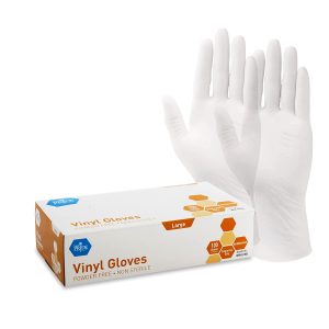 Med PRIDE Vinyl Gloves| Large Box of 100| 4.3 mil Thick, Powder-Free, Non-Sterile, Heavy Duty Disposable Gloves| Professional Grade for Healthcare, Medical, Food Handling, and More