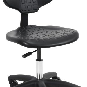 BenchPro Deluxe Chrome & Firm Polyurethane Foam Chair 5" of Height Adjustment (16"-21" Seat Ht). 450 lb Capacity. for Automotive, Lab, Cleanroom, Home