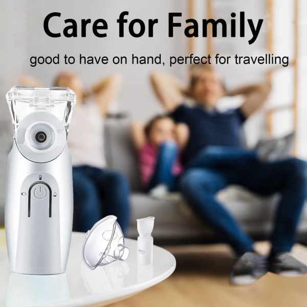 Portable Mesh Nebulizer, Gülife Portable Nebulizers Cool Mist Steam Inhaler for Moisture, USB/Battery Operated Nebulizer Machine for Home Office Travel Use - Image 2