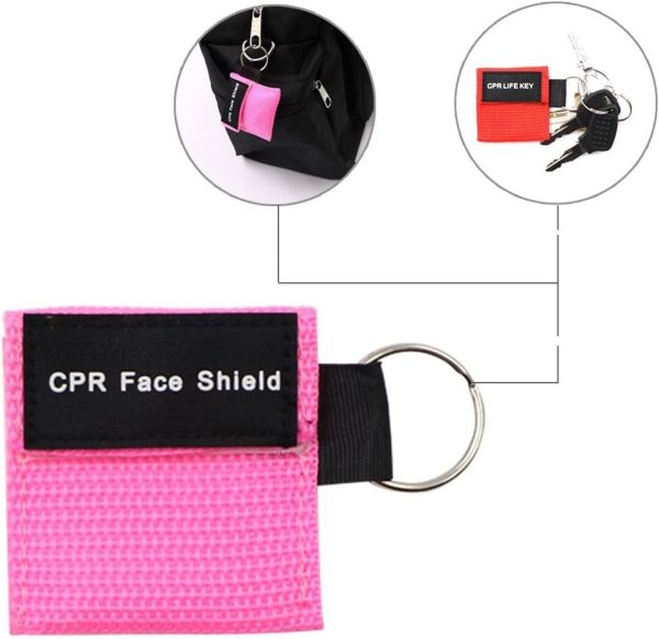 100pcs CPR Face Shield Mask Keyring Emergency Kit Rescue Face Shields for First Aid or CPR Training (Black-100) - Image 4