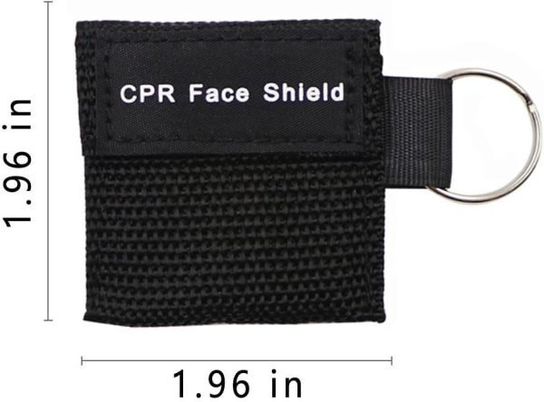 100pcs CPR Face Shield Mask Keyring Emergency Kit Rescue Face Shields for First Aid or CPR Training (Black-100) - Image 2
