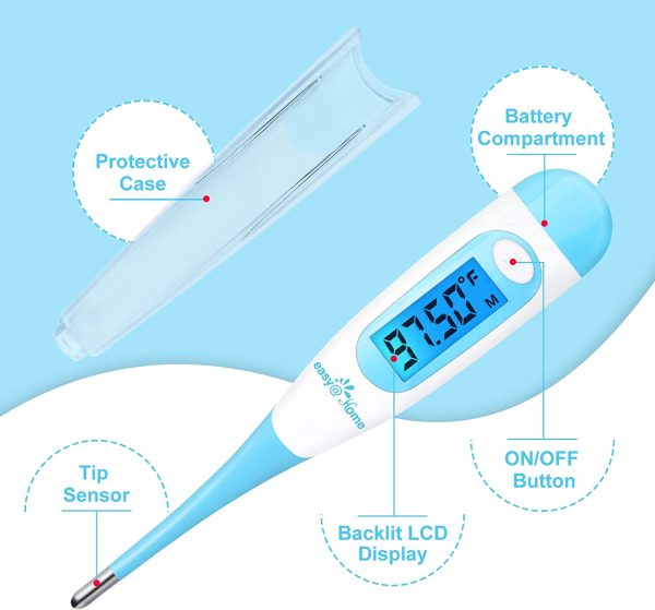 Easy@Home Digital Basal Thermometer with Blue Backlight LCD Display, 1/100th Degree High Precision and Memory Recall, NOT Bluetooth Enabled, Upgraded EBT-100B(Blue) - Image 7