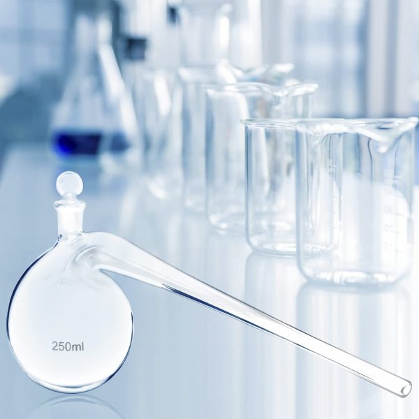 QWORK Distillation Retort, 250ml Lab Distillation Apparatus with Round Bottom and Ground Glass Stopper, for Distilling High Boiling Liquids - Image 2