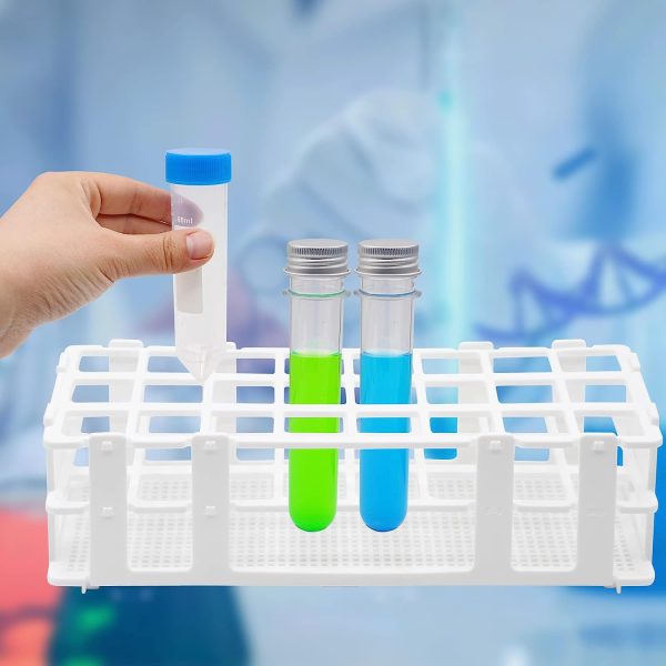HHNIULI 10PCS Plastic Test Tube Rack, 24 Holes Lab Test Tube Rack Holder for 25mm Test Tubes, White, Detachable - Image 7