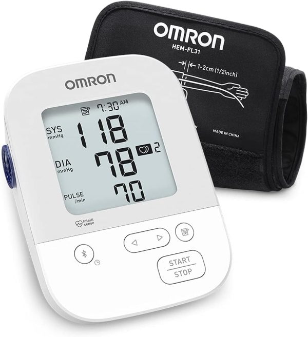 OMRON Silver Blood Pressure Monitor, Upper Arm Cuff, Digital Bluetooth Blood Pressure Machine, Stores Up To 80 Readings
