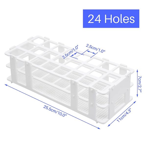 HHNIULI 10PCS Plastic Test Tube Rack, 24 Holes Lab Test Tube Rack Holder for 25mm Test Tubes, White, Detachable - Image 4