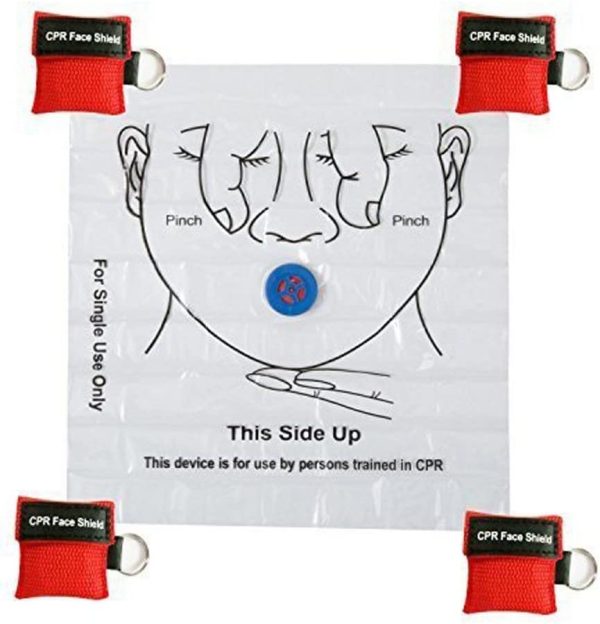100pcs CPR Face Shield Mask Keyring Emergency Kit Rescue Face Shields for First Aid or CPR Training (Black-100) - Image 5