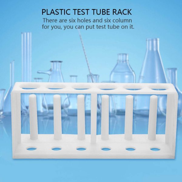 6 Holes Test Tube Rack, Lab Test Tube Rack Holder, Lab Test Tube Rack Holder Plastic White Test Tube Holder Stand Laboratory Supplies with Drying Pins - Image 2