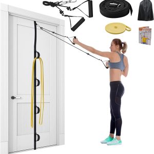 ATENTO Shoulder Rehab Pulley System with Foam Handles│Arm Pulley with Muti-Anchor Door Strap for Physical Therapy Exercises │Latex Resistance Bands for Assisting Rotator Cuff, AC Joint, Shoulder Pain