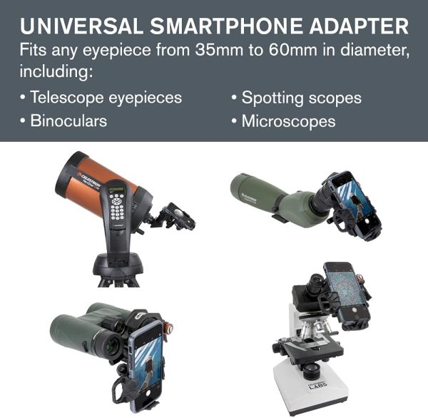 Celestron – NexYZ – 3–Axis Universal Smartphone Adapter for Telescope – Digiscoping Smartphone Adapter – Capture Images and Video Through Your Telescope or Spotting Scope - Image 2