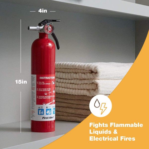 First Alert HOME1 Rechargeable Standard Home Fire Extinguisher UL Rated 1-A:10-B:C, Red - Image 5