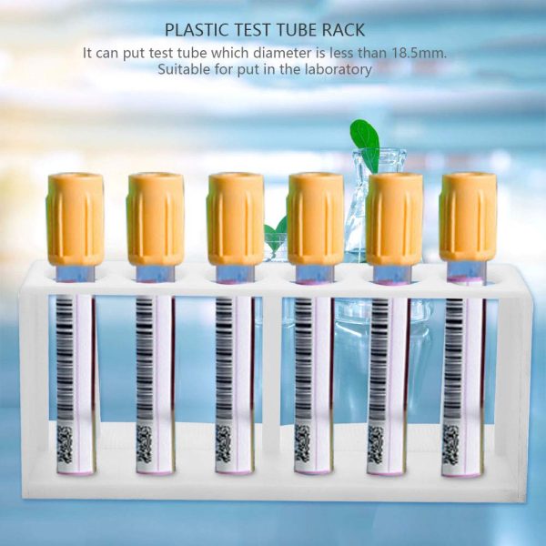 6 Holes Test Tube Rack, Lab Test Tube Rack Holder, Lab Test Tube Rack Holder Plastic White Test Tube Holder Stand Laboratory Supplies with Drying Pins - Image 4
