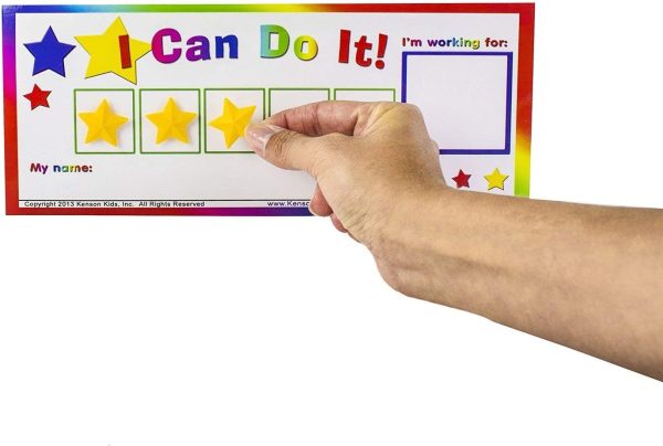 Kenson Kids “I Can Do It!” Token Board. Colorful Magnetic Rewards Chart with Positive-Reinforcement Stars and Customizable Goal Box. Great for Ages 3-10. Measures 5-Inches by 11-Inches - Image 3