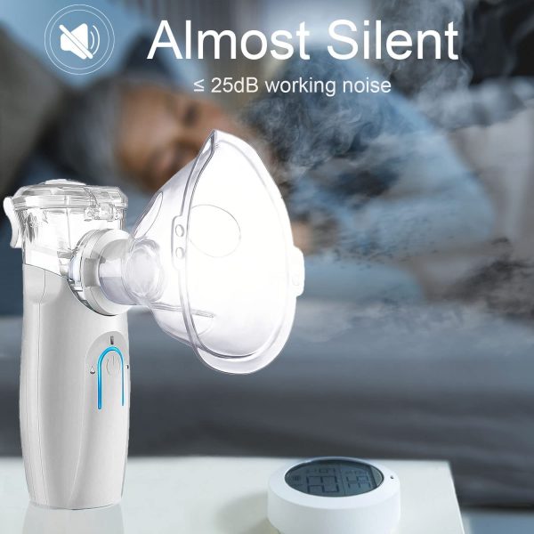 Portable Mesh Nebulizer, Gülife Portable Nebulizers Cool Mist Steam Inhaler for Moisture, USB/Battery Operated Nebulizer Machine for Home Office Travel Use - Image 5