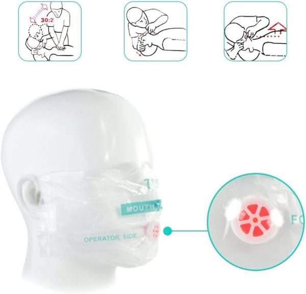 100pcs CPR Face Shield Mask Keyring Emergency Kit Rescue Face Shields for First Aid or CPR Training (Black-100) - Image 3