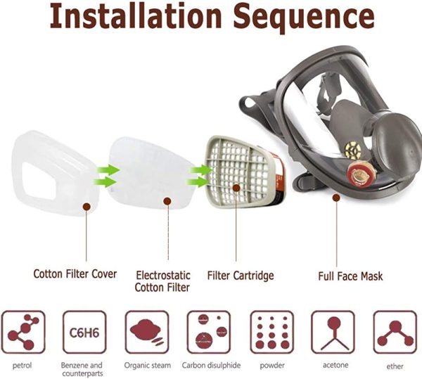 MOARON Full Face Respirаtor Reusable, Organic Vapor Respirаtor Compatible with Particulate Filter, Protection for Painting, Machine Polishing, Welding, Same as 6000 6800 7800 FF-400 V-Series - Image 2